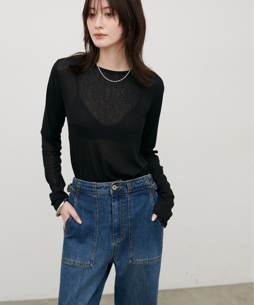 LARUTA（ラルータ）の「【LARUTA】ドライタッチシアーT（Tシャツ/カットソー・レディース・ブラック/オフホワイト/ピンク/ブラウン・FREE）」の11枚目の写真