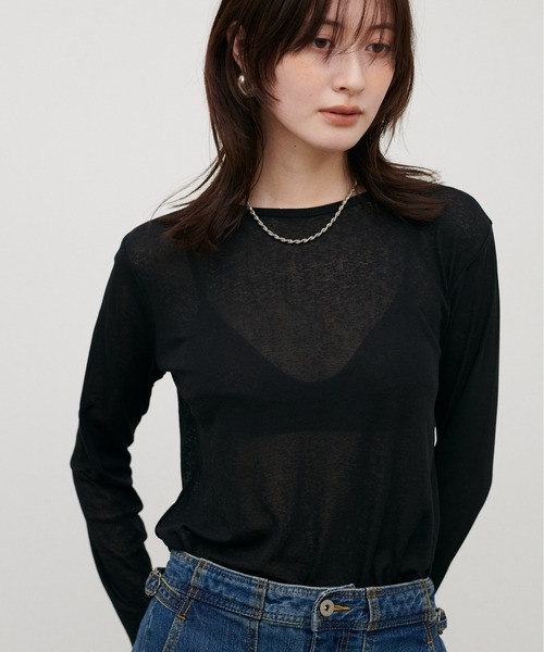 LARUTA（ラルータ）の「【LARUTA】ドライタッチシアーT（Tシャツ/カットソー・レディース・ブラック/オフホワイト/ピンク/ブラウン・FREE）」の10枚目の写真