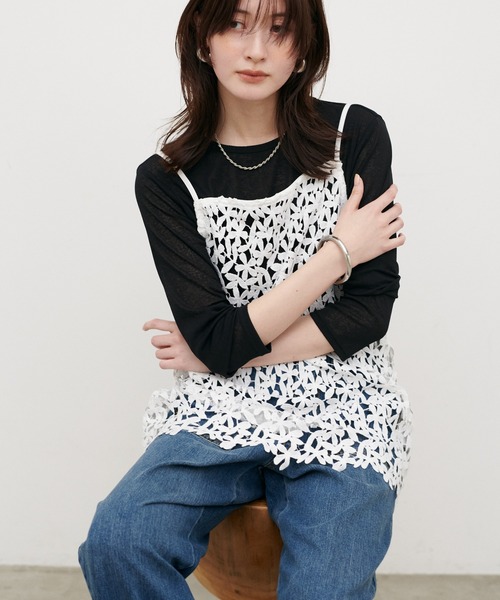 LARUTA（ラルータ）の「【LARUTA】ドライタッチシアーT（Tシャツ/カットソー・レディース・ブラック/オフホワイト/ピンク/ブラウン・FREE）」の13枚目の写真
