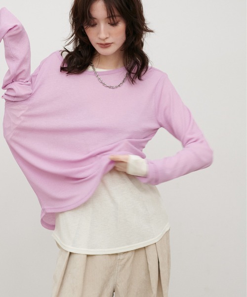 LARUTA（ラルータ）の「【LARUTA】ドライタッチシアーT（Tシャツ/カットソー・レディース・ブラック/オフホワイト/ピンク/ブラウン・FREE）」の20枚目の写真