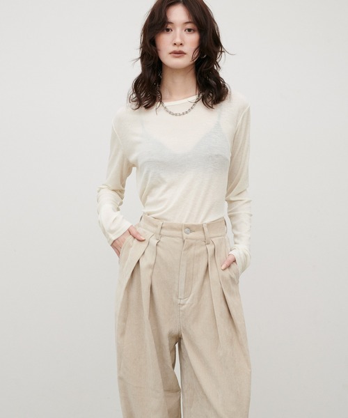 LARUTA（ラルータ）の「【LARUTA】ドライタッチシアーT（Tシャツ/カットソー・レディース・ブラック/オフホワイト/ピンク/ブラウン・FREE）」の7枚目の写真