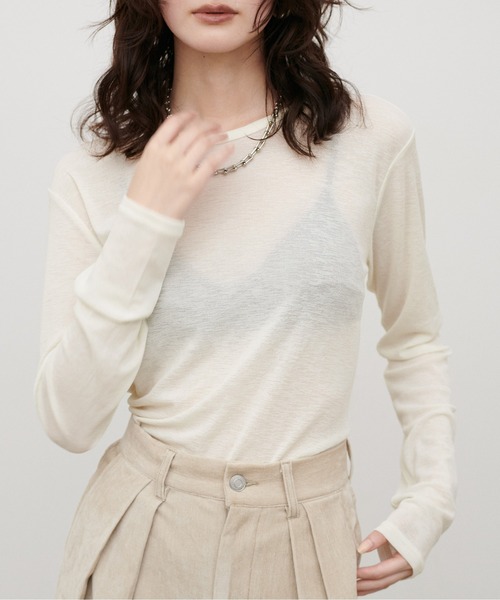 LARUTA（ラルータ）の「【LARUTA】ドライタッチシアーT（Tシャツ/カットソー・レディース・ブラック/オフホワイト/ピンク/ブラウン・FREE）」の5枚目の写真
