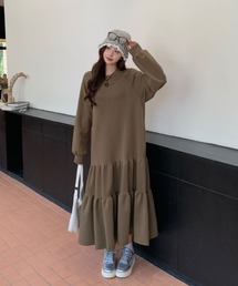 ティアード ロングスウェットワンピース