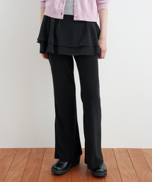 Mesh Skirt Layered Pants (Black)
