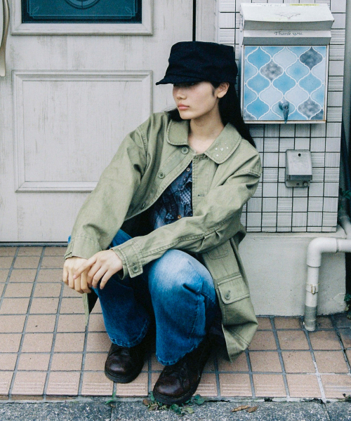 OHESHIO(オヘシオ)の「STAR FLORAL WASHED COTTON JACKET, OLIVE(ミリタリージャケット・レディース・その他・FREE)」の7枚目の写真