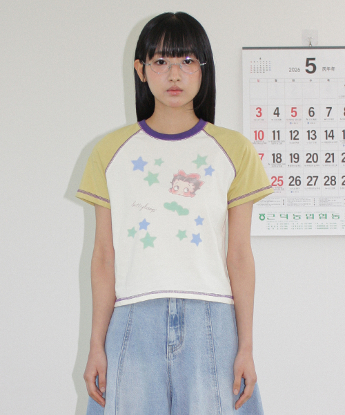 RONRON(ロンロン)の「BETTY BOOP MINI STAR STITCH RAGLAN T SHIRT YELLOW(Tシャツ/カットソー・レディース・その他・FREE)」の1枚目の写真
