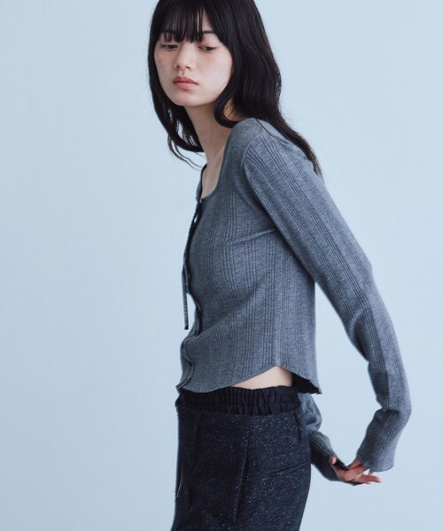 CODE A(コードエー)の「intimate knit cardigan(カーディガン/ボレロ・レディース・グレー/ブラック/グリーン系・00)」の12枚目の写真