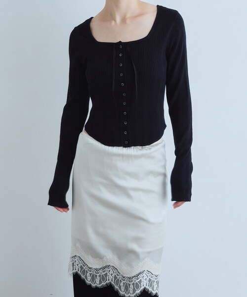 CODE A(コードエー)の「intimate knit cardigan(カーディガン/ボレロ・レディース・グレー/ブラック/グリーン系・00)」の5枚目の写真