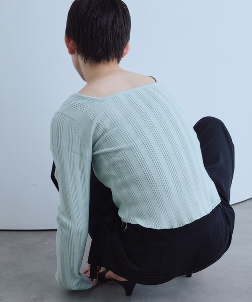 CODE A(コードエー)の「intimate knit cardigan(カーディガン/ボレロ・レディース・グレー/ブラック/グリーン系・00)」の9枚目の写真