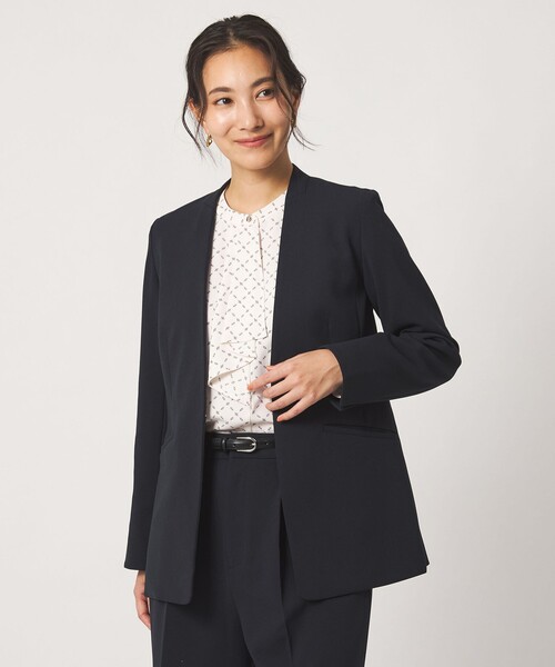 A DAY IN THE LIFE UNITED ARROWS（アデイインザライフユナイテッドアローズ）の「カットジョーゼット Vネックジャケット  ‐セットアップ対応・ウォッシャブル‐（Tシャツ/カットソー・レディース・ネイビー/ブラック・38/40/36）」の9枚目の写真