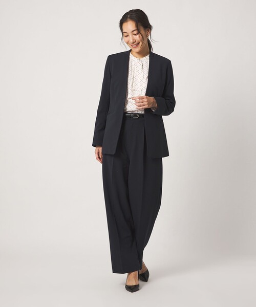 A DAY IN THE LIFE UNITED ARROWS（アデイインザライフユナイテッドアローズ）の「カットジョーゼット Vネックジャケット  ‐セットアップ対応・ウォッシャブル‐（Tシャツ/カットソー・レディース・ネイビー/ブラック・38/40/36）」の10枚目の写真