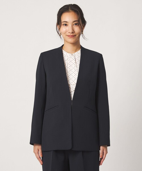 A DAY IN THE LIFE UNITED ARROWS（アデイインザライフユナイテッドアローズ）の「カットジョーゼット Vネックジャケット  ‐セットアップ対応・ウォッシャブル‐（Tシャツ/カットソー・レディース・ネイビー/ブラック・38/40/36）」の11枚目の写真