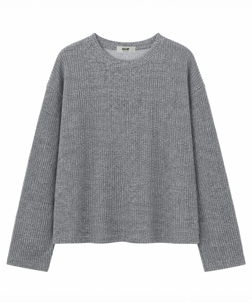 GCLIP(ジクリップ)の「リブラウンドネック セミクロップドニット ロングスリーブTシャツ 3色(Tシャツ/カットソー・メンズ・ブラック/グレー/ダークグレー・FREE)」の8枚目の写真