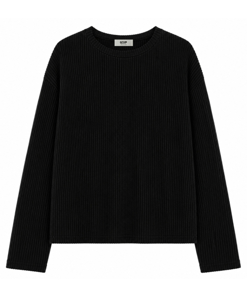 GCLIP(ジクリップ)の「リブラウンドネック セミクロップドニット ロングスリーブTシャツ 3色(Tシャツ/カットソー・メンズ・ブラック/グレー/ダークグレー・FREE)」の10枚目の写真