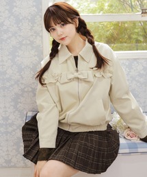 Anely（アネリー）の「フリル リボン ジップ ショート丈 ジャケット（ブルゾン）」
