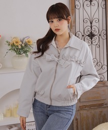 Anely（アネリー）の「フリル リボン ジップ ショート丈 ジャケット（ブルゾン）」