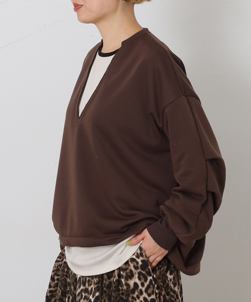 JOURNAL STANDARD LUXE(ジャーナルスタンダード ラックス)の「エアウラケ キーネックプルオーバー(スウェット・レディース・グレー/ブラウン/ブラック・FREE)」の11枚目の写真