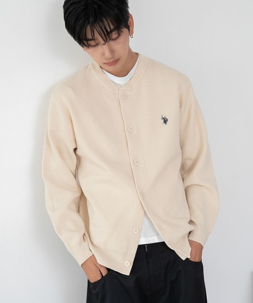U.S. POLO ASSN.(ユーエスポロアッスン)の「∴WEGO/【26年秋冬新作】U.S.POLO ASSN.スウェットライクカーデ(カーディガン/ボレロ・メンズ・アイボリー/杢グレー/ブラウン/ネイビー/ブラック・MEDIUM/LARGE/X-LARGE)」の2枚目の写真