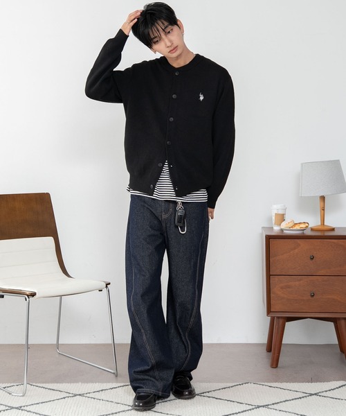 U.S. POLO ASSN.(ユーエスポロアッスン)の「∴WEGO/【26年秋冬新作】U.S.POLO ASSN.スウェットライクカーデ(カーディガン/ボレロ・メンズ・アイボリー/杢グレー/ブラウン/ネイビー/ブラック・MEDIUM/LARGE/X-LARGE)」の9枚目の写真