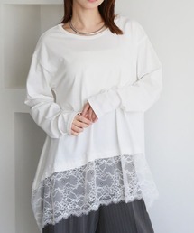 裾レースイレヘムTシャツ