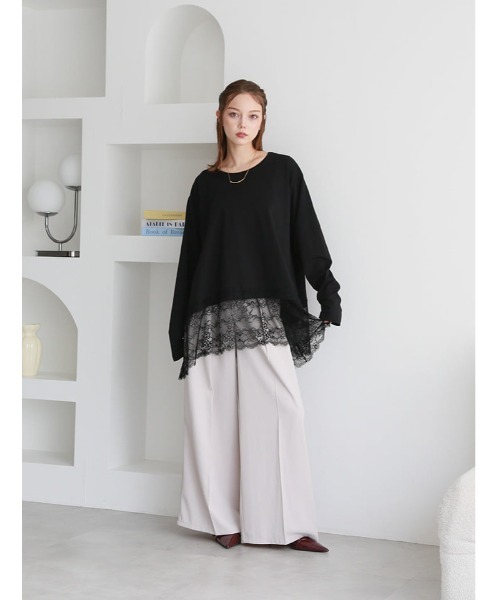 fifth(フィフス)の「裾レースイレヘムTシャツ(Tシャツ/カットソー・レディース・ホワイト/ブラック・M)」の14枚目の写真