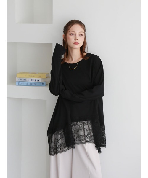 fifth(フィフス)の「裾レースイレヘムTシャツ(Tシャツ/カットソー・レディース・ホワイト/ブラック・M)」の18枚目の写真
