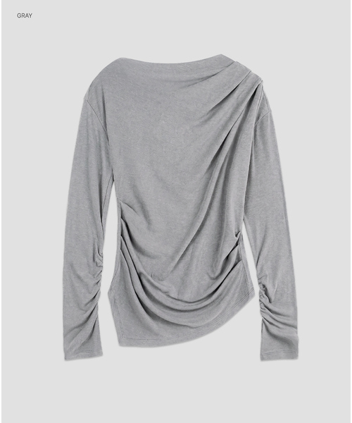 ATELIER NAIN(アトリエナイン)の「(T-7275) ソフトスリットネックシャーリングジャージートップ(Tシャツ/カットソー・レディース・アイボリー/ライトグレー/ダークグレー/バーガンディー・FREE)」の2枚目の写真