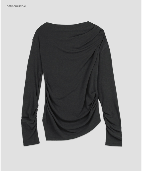 ATELIER NAIN(アトリエナイン)の「(T-7275) ソフトスリットネックシャーリングジャージートップ(Tシャツ/カットソー・レディース・アイボリー/ライトグレー/ダークグレー/バーガンディー・FREE)」の3枚目の写真