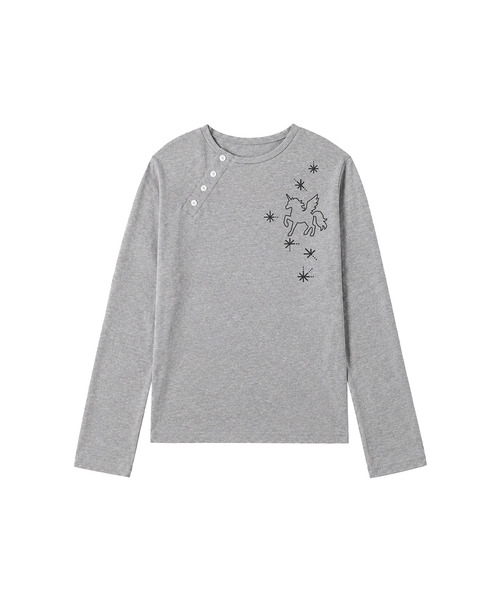 VENHIT(ベンヒット)の「スタポニ アンバランスロングスリーブ(Tシャツ/カットソー・レディース・グレー/ホワイト/ブラック・MEDIUM/LARGE)」の3枚目の写真