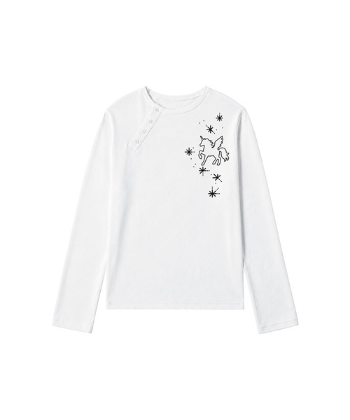 VENHIT(ベンヒット)の「スタポニ アンバランスロングスリーブ(Tシャツ/カットソー・レディース・グレー/ホワイト/ブラック・MEDIUM/LARGE)」の1枚目の写真