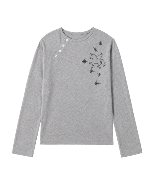 VENHIT(ベンヒット)の「スタポニ アンバランスロングスリーブ(Tシャツ/カットソー・レディース・グレー/ホワイト/ブラック・MEDIUM/LARGE)」の4枚目の写真