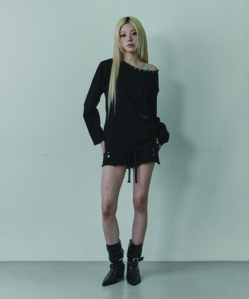 UPDRAFT（アップドラフト）の「ボタン付きワンショルダーロングスリーブ [ブラック]（Tシャツ/カットソー・レディース・その他・FREE）」の3枚目の写真