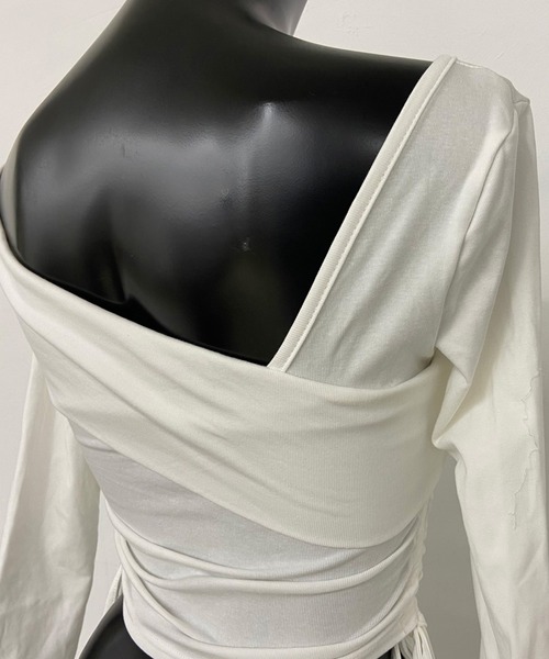 non-hedge（ノンヘッジ）の「ワンショルダードロストショート丈トップス（Tシャツ/カットソー・レディース・ブラック/オフホワイト/チャコールグレー・FREE）」の20枚目の写真