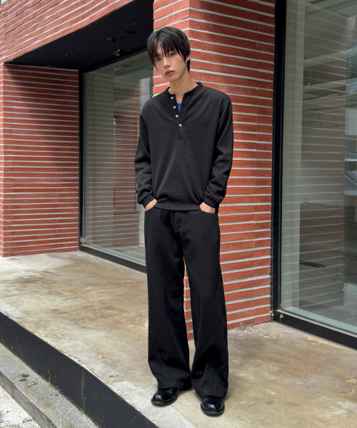 SIGNATURE（シグネチャ）の「ソフトタッチ ヘンリーネック ロングスリーブ ニット[ブラック]（ニット/セーター・レディース・その他・MEDIUM/LARGE）」の6枚目の写真