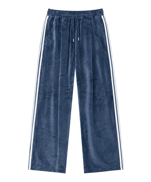 MOZMOZ(モズモズ)の「ベルベットワイドトラックパンツ ブルー(スウェットパンツ・レディース・ブルー・3/X-LARGE/LARGE)」の4枚目の写真