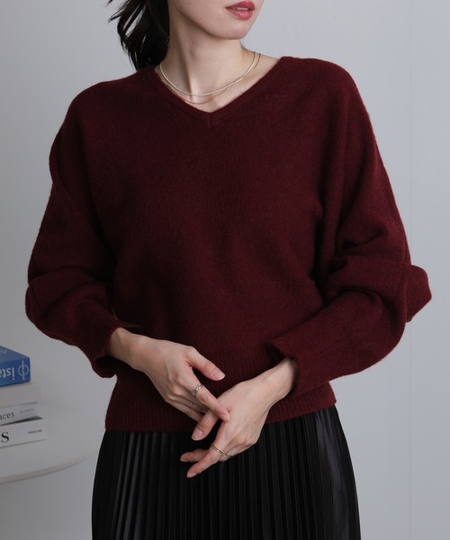 Seop（セオピ）の「Vネックもっちり肌触りの ゆったりシルエット リラックスニット（ニット/セーター・レディース・ブラック/アイボリー/グレー/ワインレッド/ベージュ・M）」の21枚目の写真