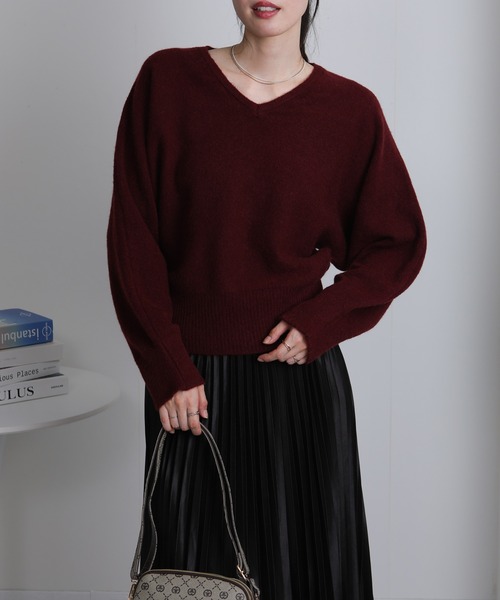 Seop（セオピ）の「Vネックもっちり肌触りの ゆったりシルエット リラックスニット（ニット/セーター・レディース・ブラック/アイボリー/グレー/ワインレッド/ベージュ・M）」の13枚目の写真