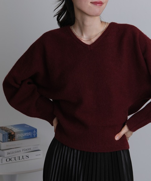 Seop（セオピ）の「Vネックもっちり肌触りの ゆったりシルエット リラックスニット（ニット/セーター・レディース・ブラック/アイボリー/グレー/ワインレッド/ベージュ・M）」の15枚目の写真