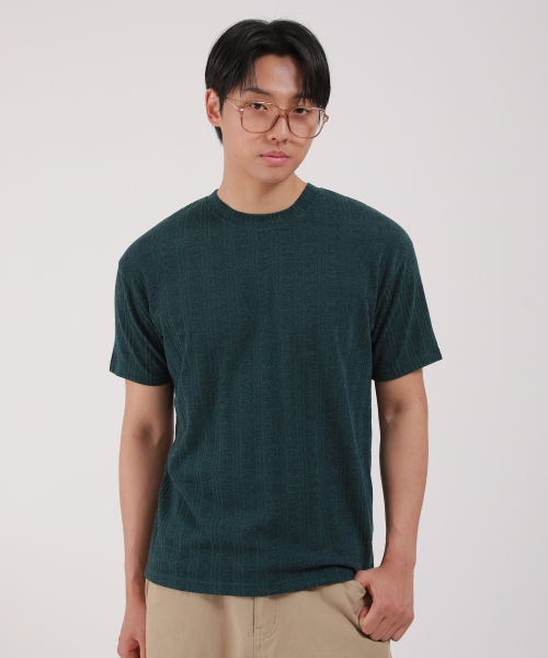DEVELOVE（デヴローブ）の「リブラウンド半袖Tシャツ_グリーン（Tシャツ/カットソー・メンズ・ダークグリーン・LARGE/MEDIUM/XX-LARGE/X-LARGE）」の3枚目の写真