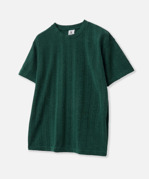 DEVELOVE（デヴローブ）の「リブラウンド半袖Tシャツ_グリーン（Tシャツ/カットソー・メンズ・ダークグリーン・LARGE/MEDIUM/XX-LARGE/X-LARGE）」の4枚目の写真
