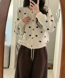 FAVORITO（ファヴォリート）の「クルーネックドット柄シングルブレストカーディガン（カーディガン/ボレロ）」