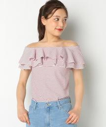 Another Edition | フリルボーダージャカードTシャツ/AEBFC フリル ボーダー JQ T(Tシャツ/カットソー)