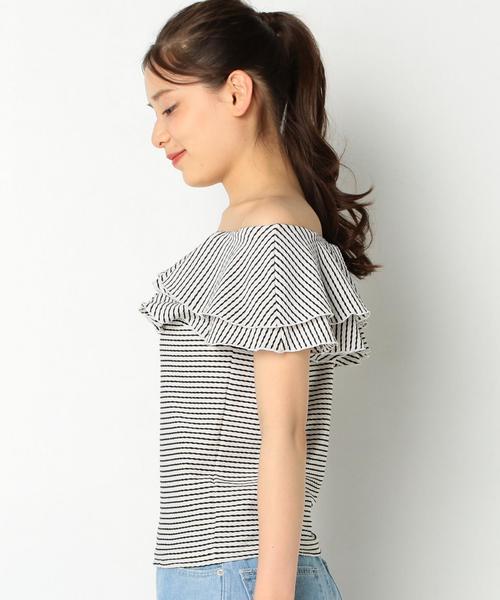 Another Edition（アナザーエディション）の「フリルボーダージャカードTシャツ/AEBFC フリル ボーダー JQ T◆（Tシャツ/カットソー・レディース・ブラック/レッド・FREE）」の10枚目の写真