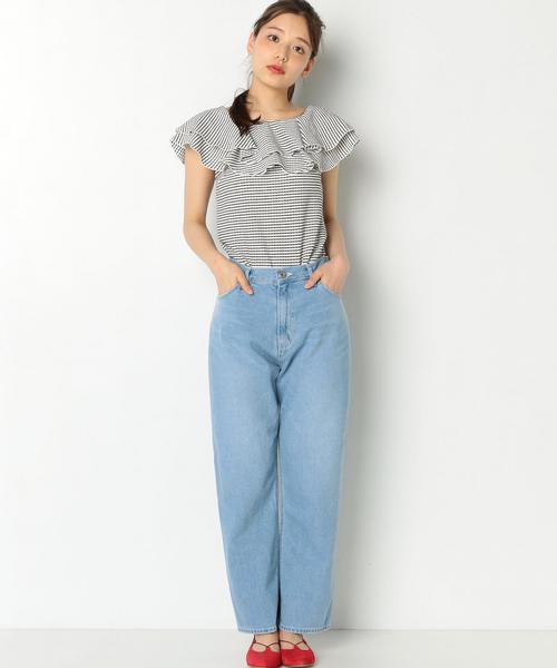 Another Edition（アナザーエディション）の「フリルボーダージャカードTシャツ/AEBFC フリル ボーダー JQ T◆（Tシャツ/カットソー・レディース・ブラック/レッド・FREE）」の11枚目の写真