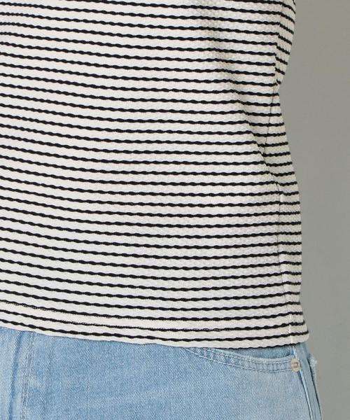 Another Edition（アナザーエディション）の「フリルボーダージャカードTシャツ/AEBFC フリル ボーダー JQ T◆（Tシャツ/カットソー・レディース・ブラック/レッド・FREE）」の4枚目の写真