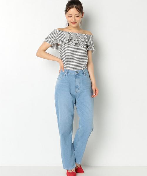 Another Edition（アナザーエディション）の「フリルボーダージャカードTシャツ/AEBFC フリル ボーダー JQ T◆（Tシャツ/カットソー・レディース・ブラック/レッド・FREE）」の15枚目の写真