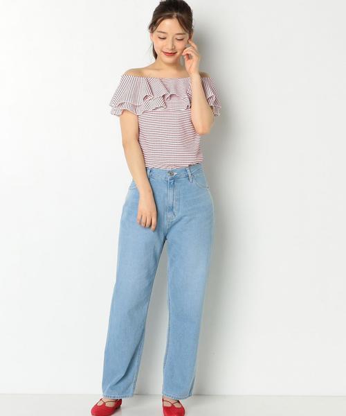 Another Edition（アナザーエディション）の「フリルボーダージャカードTシャツ/AEBFC フリル ボーダー JQ T◆（Tシャツ/カットソー・レディース・ブラック/レッド・FREE）」の14枚目の写真