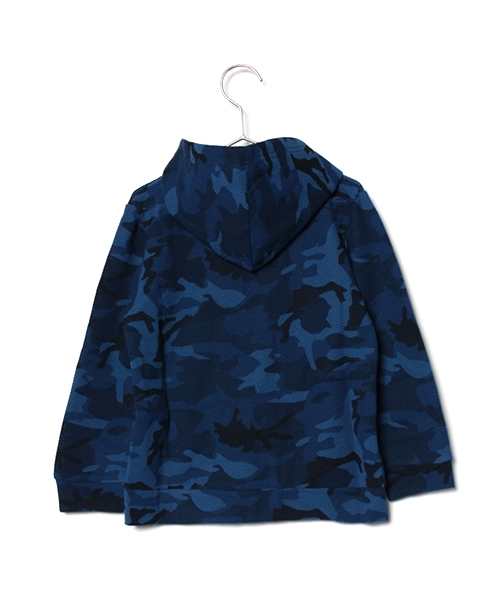 VENCEEXCHANGE（ヴァンスエクスチェンジ）の「kids 鹿の子ジップパーカー カモフラ総プリント（パーカー・キッズ・ネイビー/ブラック・130cm/140cm/150cm/120cm）」の3枚目の写真