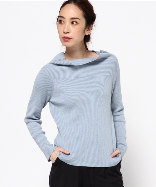 N.（N. Natural Beauty Basic）（エヌエヌナチュラルビューティーベーシック）の「オフタートルリブニット（ニット/セーター・レディース・ブラック/ブラウン/グレー/ブルー・MEDIUM）」の4枚目の写真