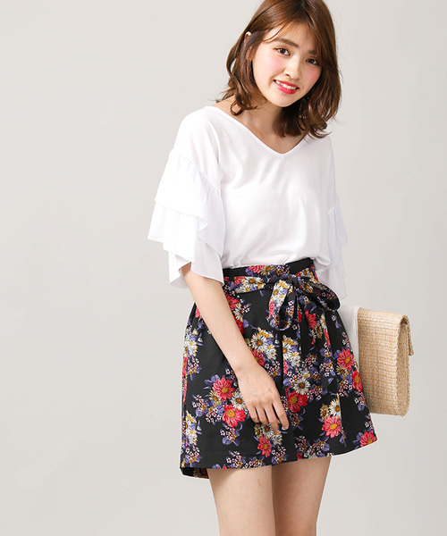 WEGO（ウィゴー）の「WEGO/ハイウエストリボンショートパンツ（その他パンツ・レディース・ホワイト系その他4/オフホワイト/ブラック/インディゴブルー/ピンク/ダークグリーン/レッド/その他1・LARGE/MEDIUM）」の8枚目の写真